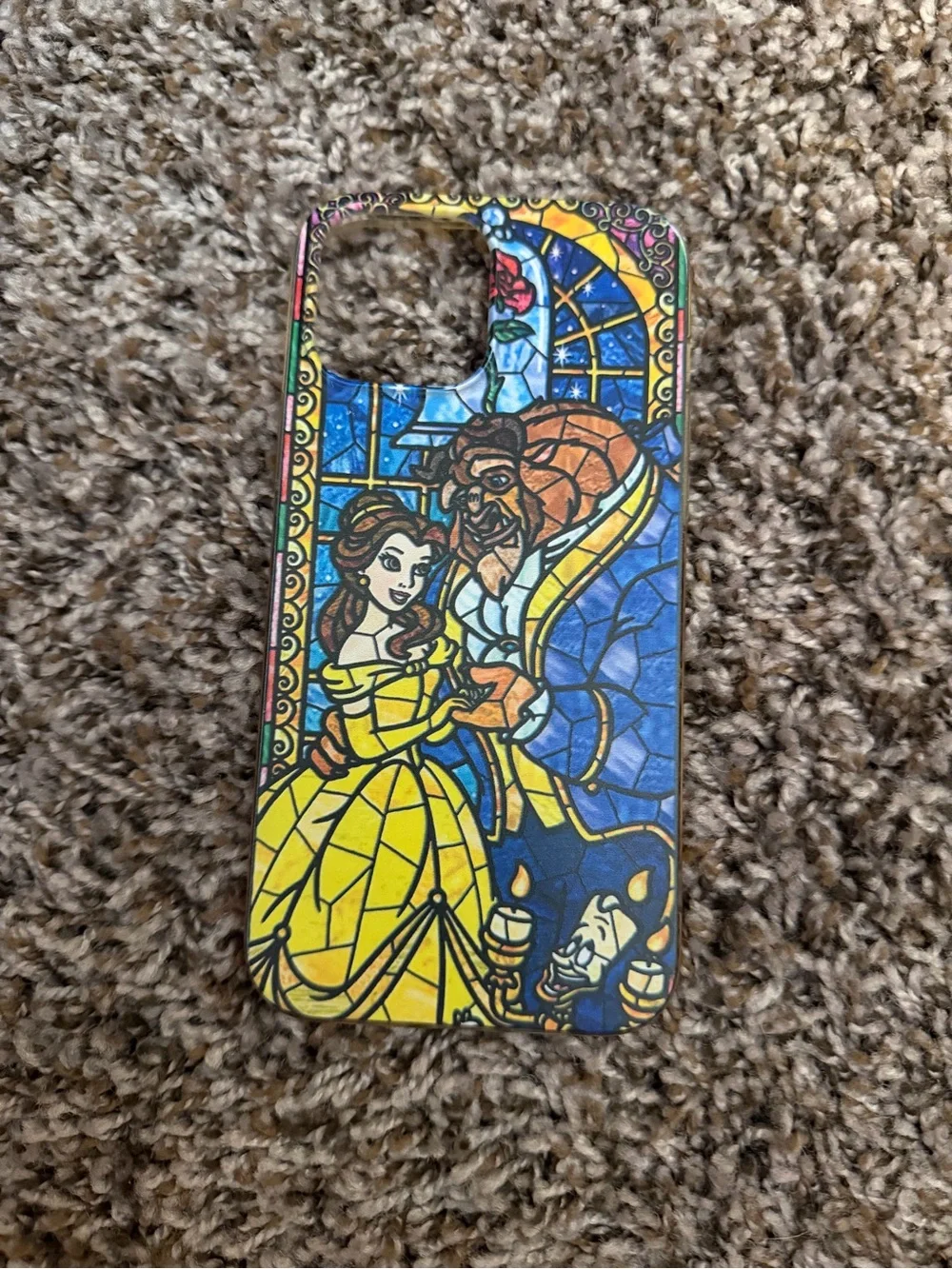 iPhone 13 Pro Max stain glass window beauty and the beast phone case